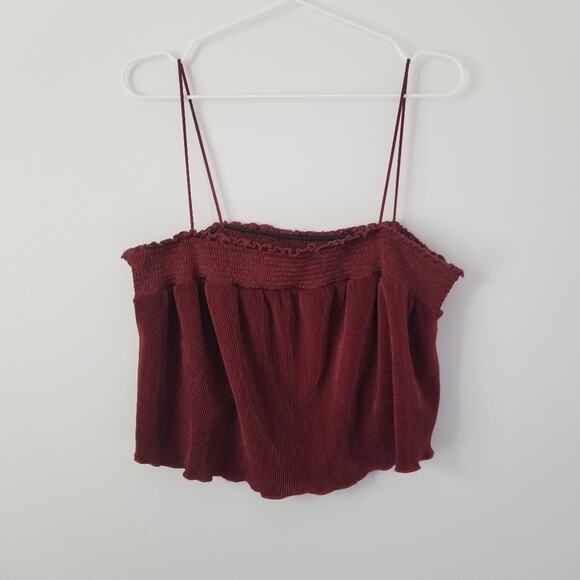 Urban Outfitters Out From Under Pleated Cropped Top Brown size Large - Picture 4 of 8